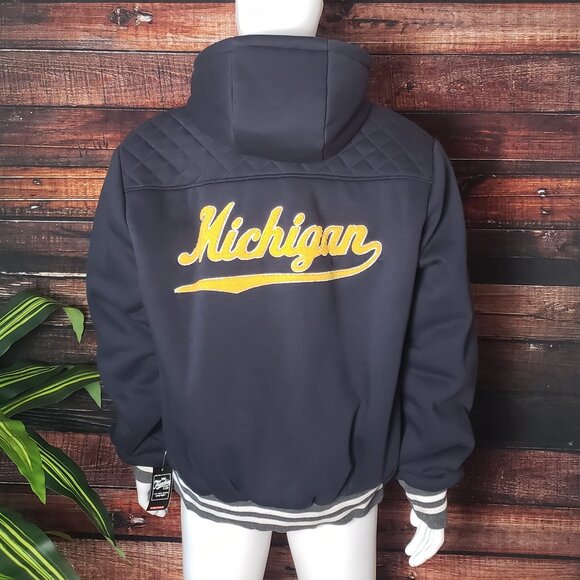 Franchise Club Mens Size XL Michigan Wolverines Sport Hooded Coat Jacket Navy - Picture 4 of 11